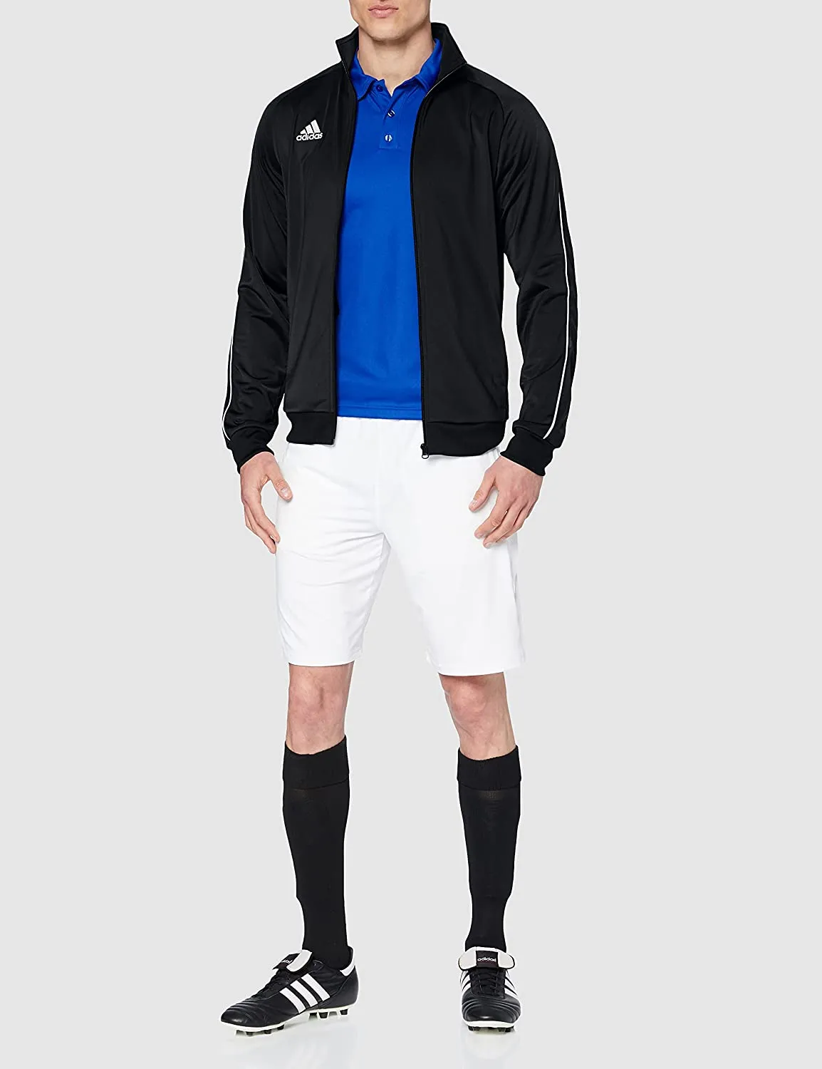 2 x Mens Adidas Core 18 Pes Zip Up Jacket Athletic Training Black/White