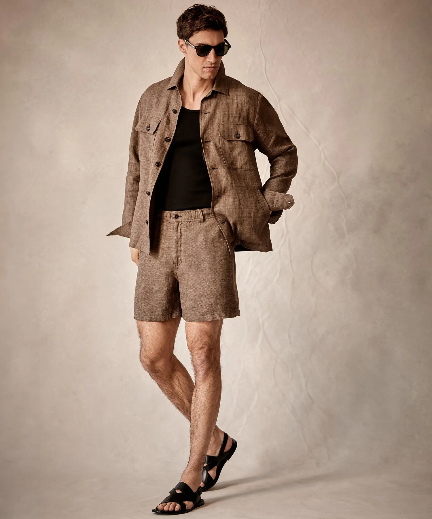 5" Linen Beachcomber Short in Brown