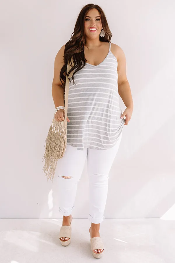 Cali Coast Stripe Shift Tank In Grey Curves
