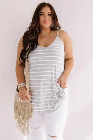 Cali Coast Stripe Shift Tank In Grey Curves