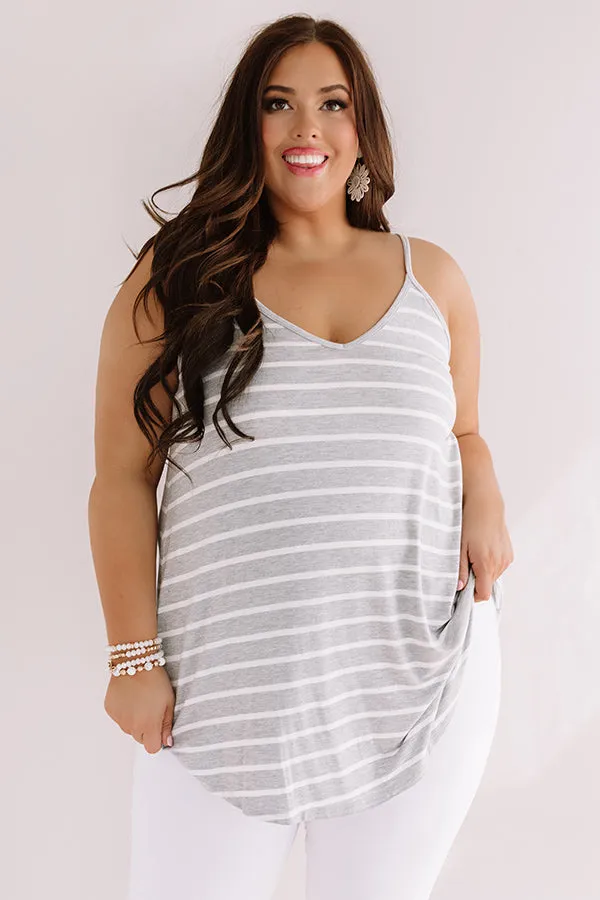 Cali Coast Stripe Shift Tank In Grey Curves