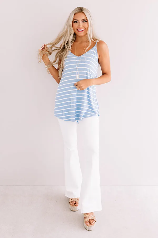 Cali Coast Stripe Shift Tank In Sky Blue