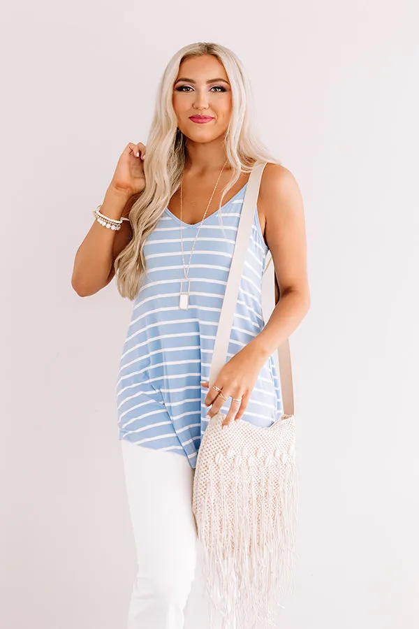 Cali Coast Stripe Shift Tank In Sky Blue