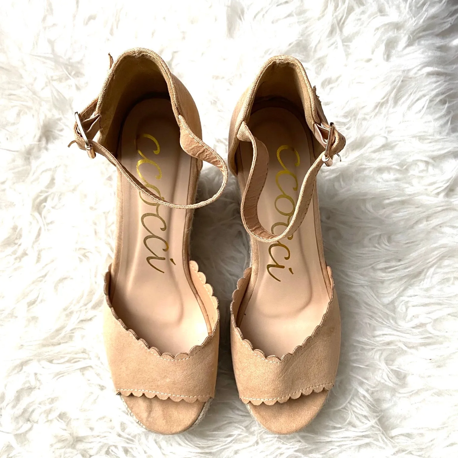 Ccocci Suede Scalloped Espadrilles- Size 9