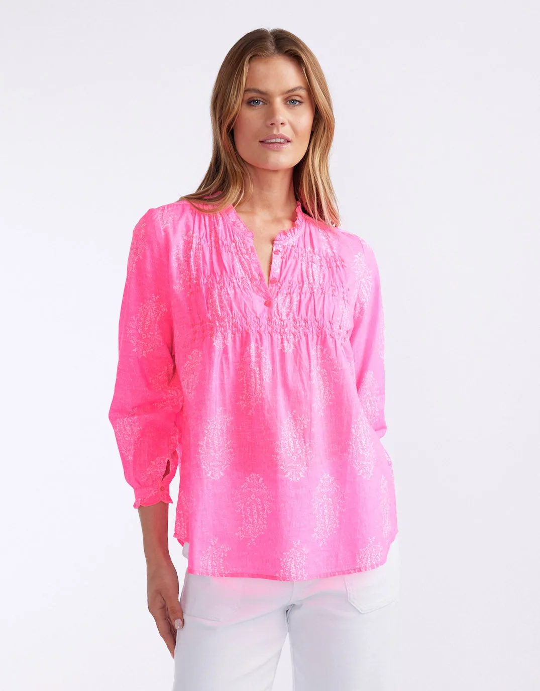 Charlie Cotton Blouse - Shrine Pink