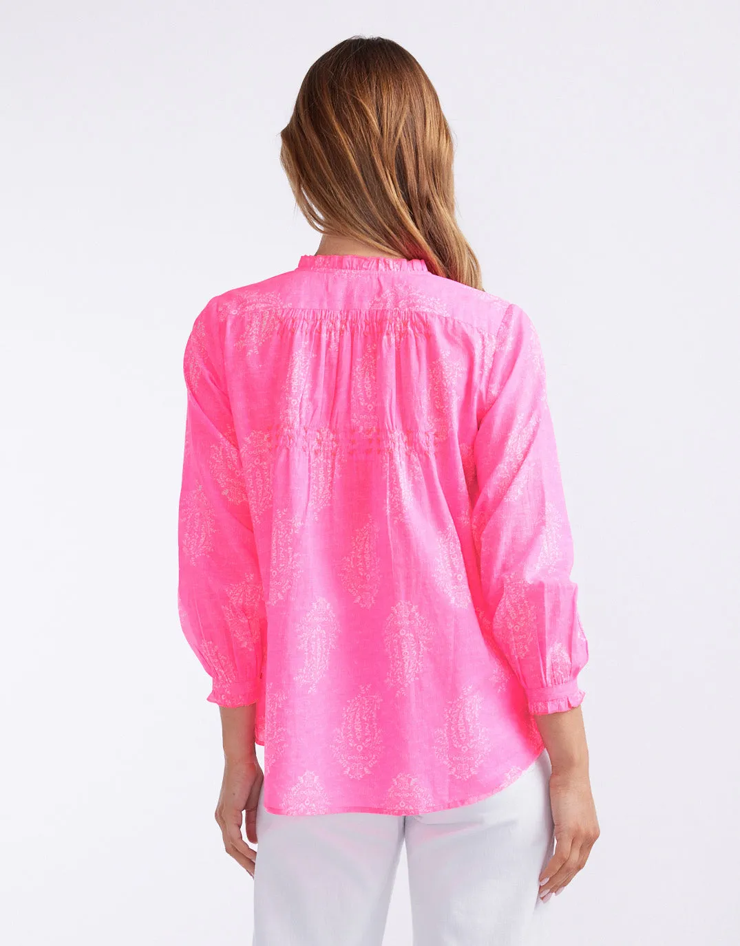 Charlie Cotton Blouse - Shrine Pink