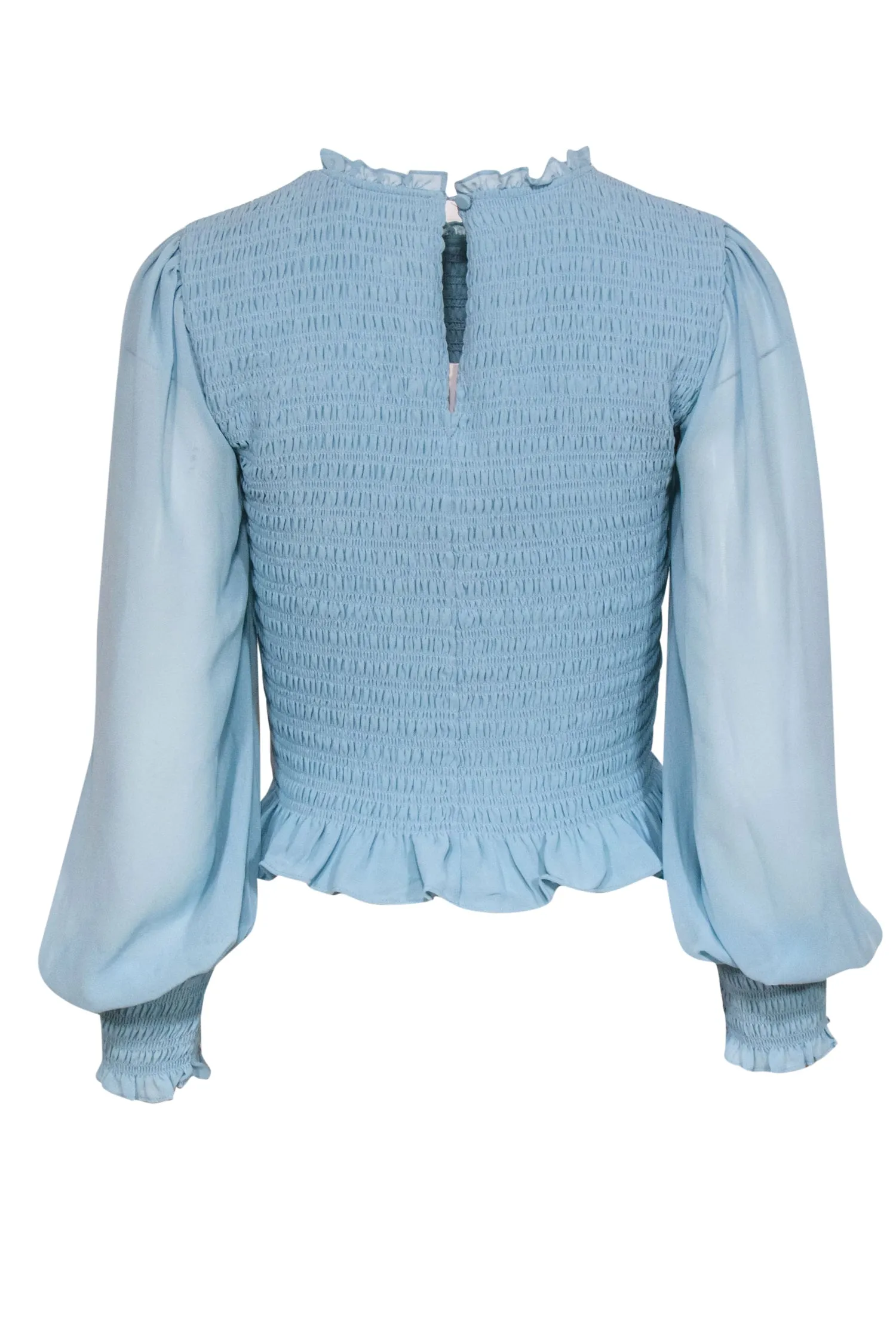 Cinq a Sept - Baby Blue Blouse w/ Smocked Bodice & Bows Sz S