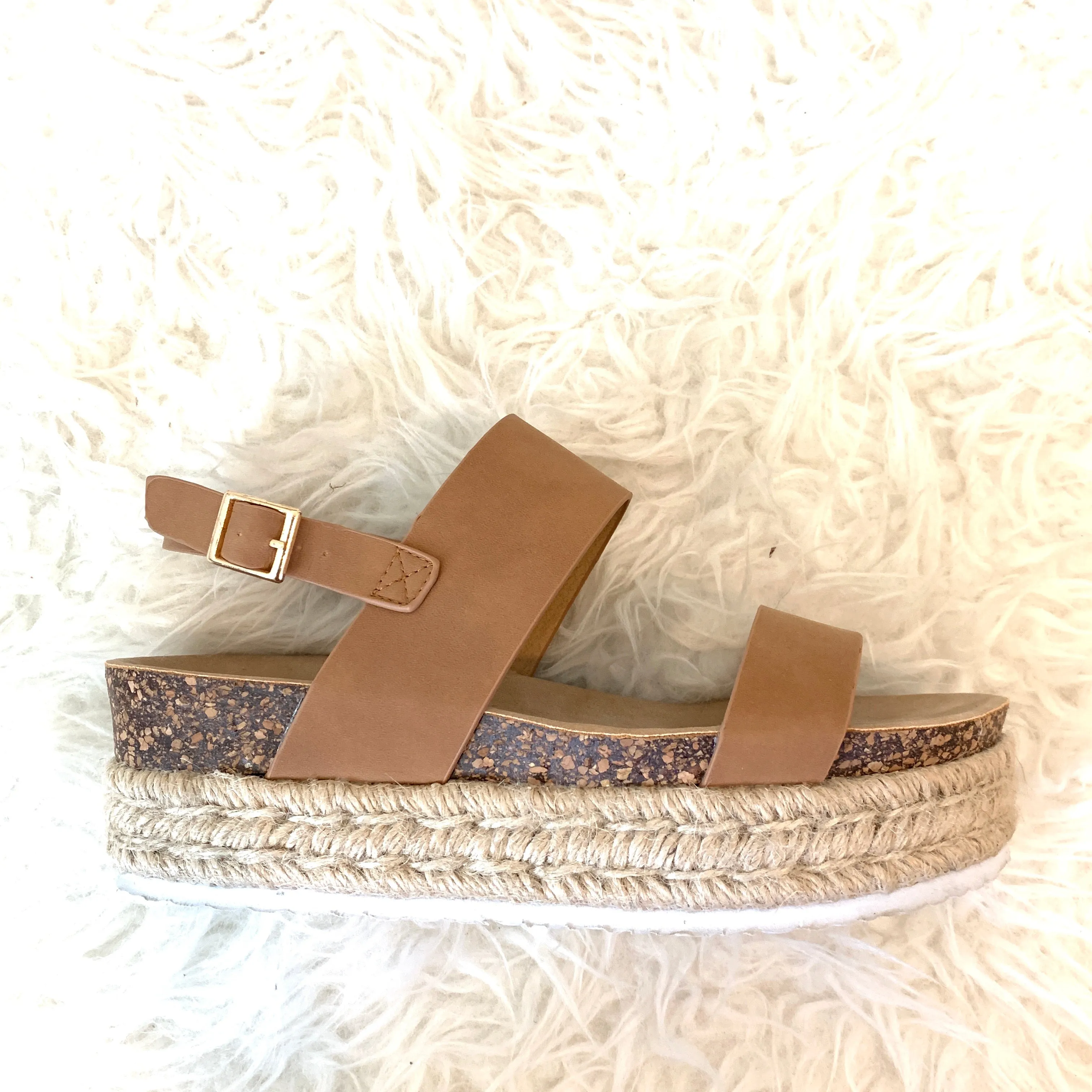 DBDK Fashion Tan Cork Espadrilles- Size 7