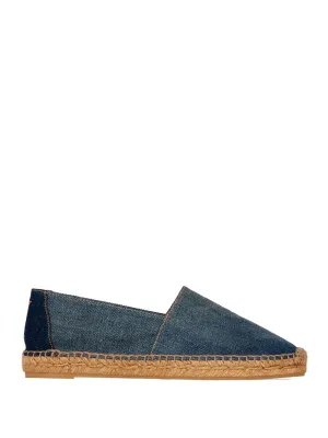 Embroidered denim espadrilles