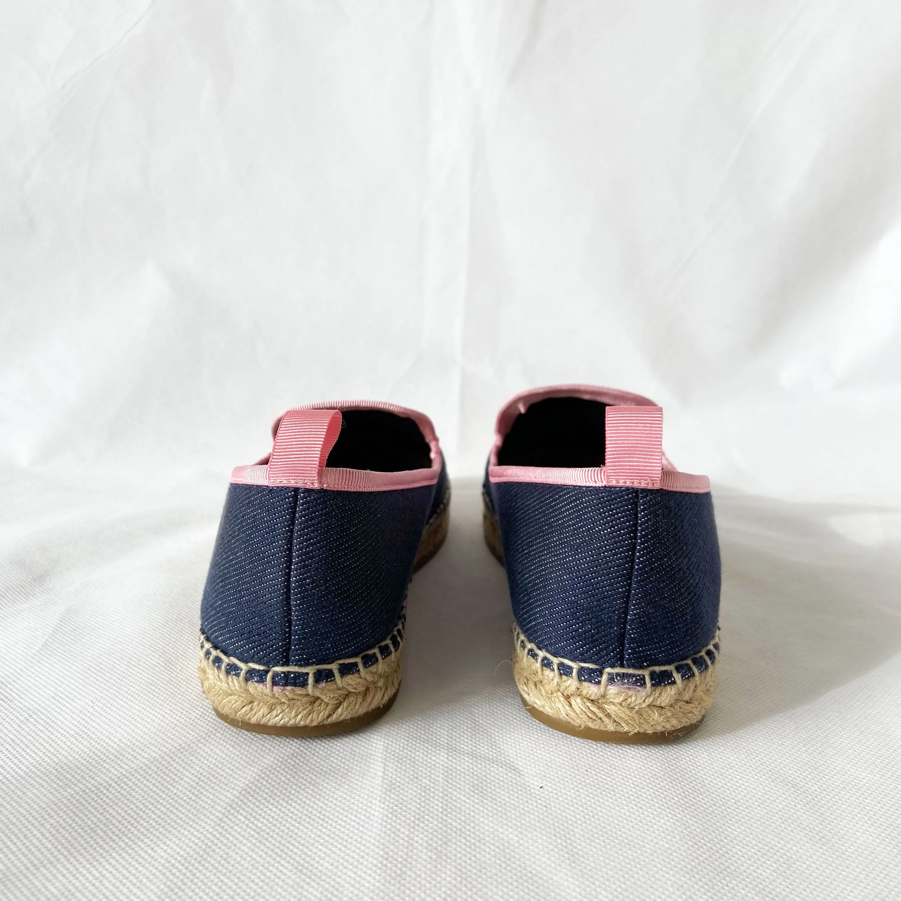 Fendi Blue Denim Espadrille w Pink Leather Trim