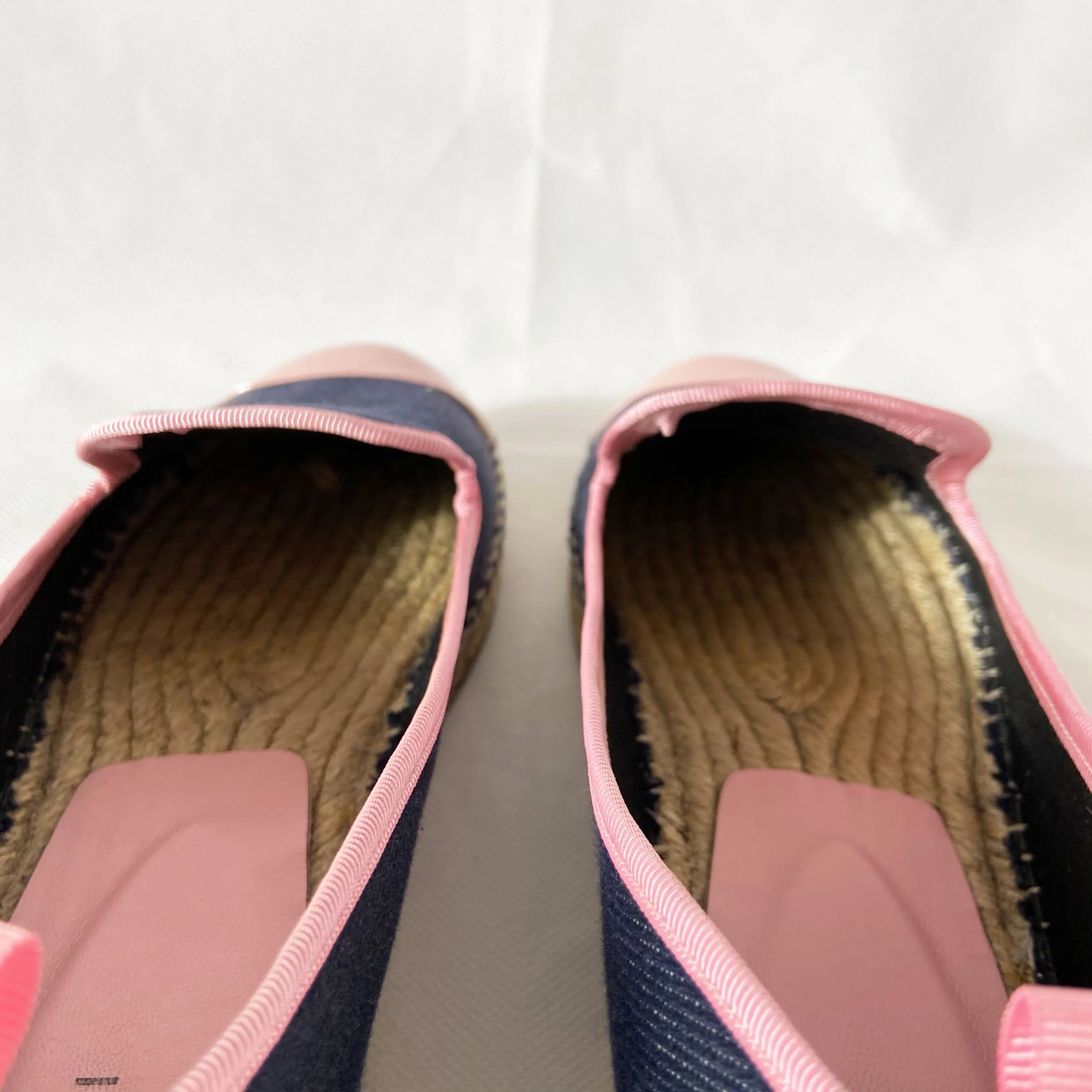 Fendi Blue Denim Espadrille w Pink Leather Trim