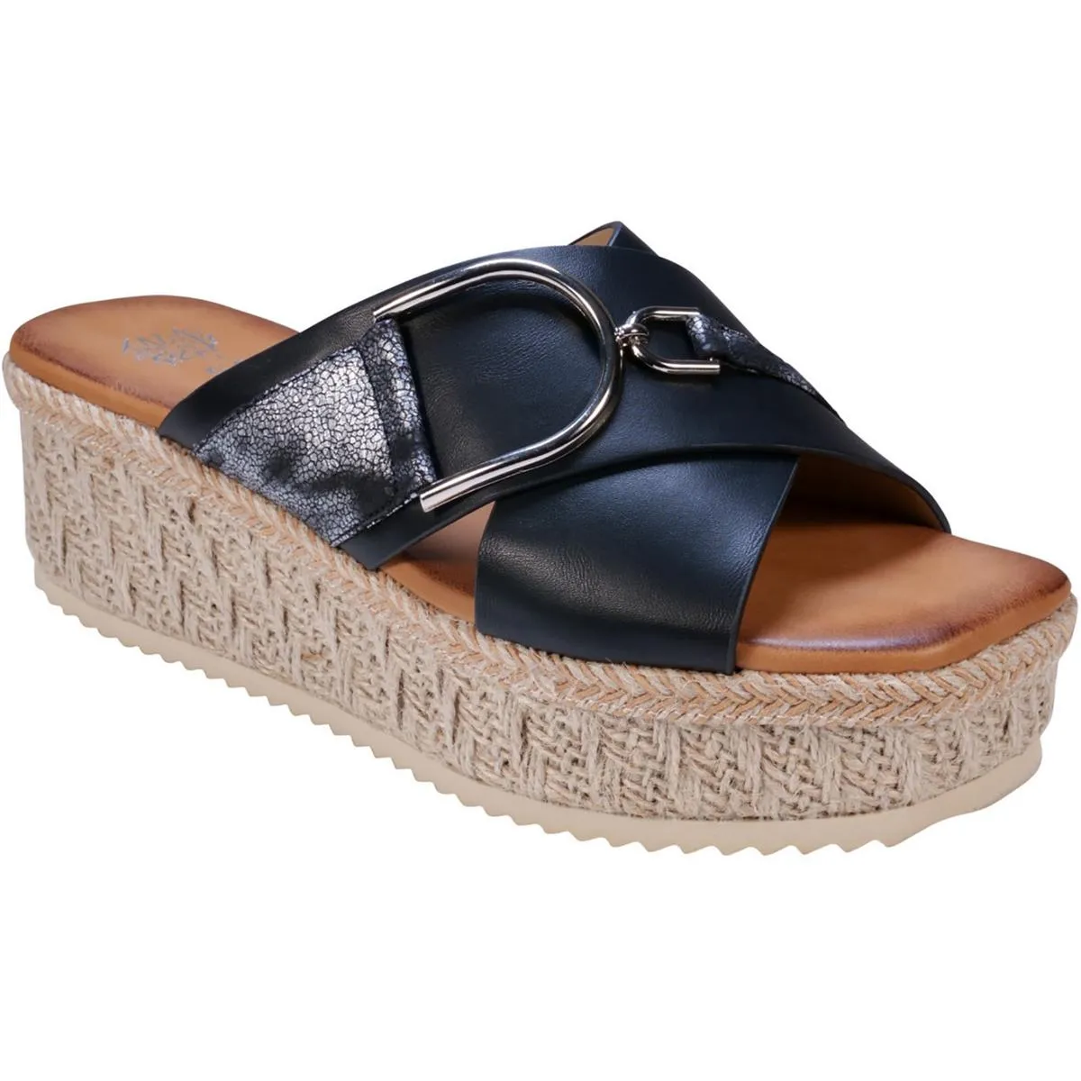GC Shoes Womens Lindsey Faux Leather Espadrilles
