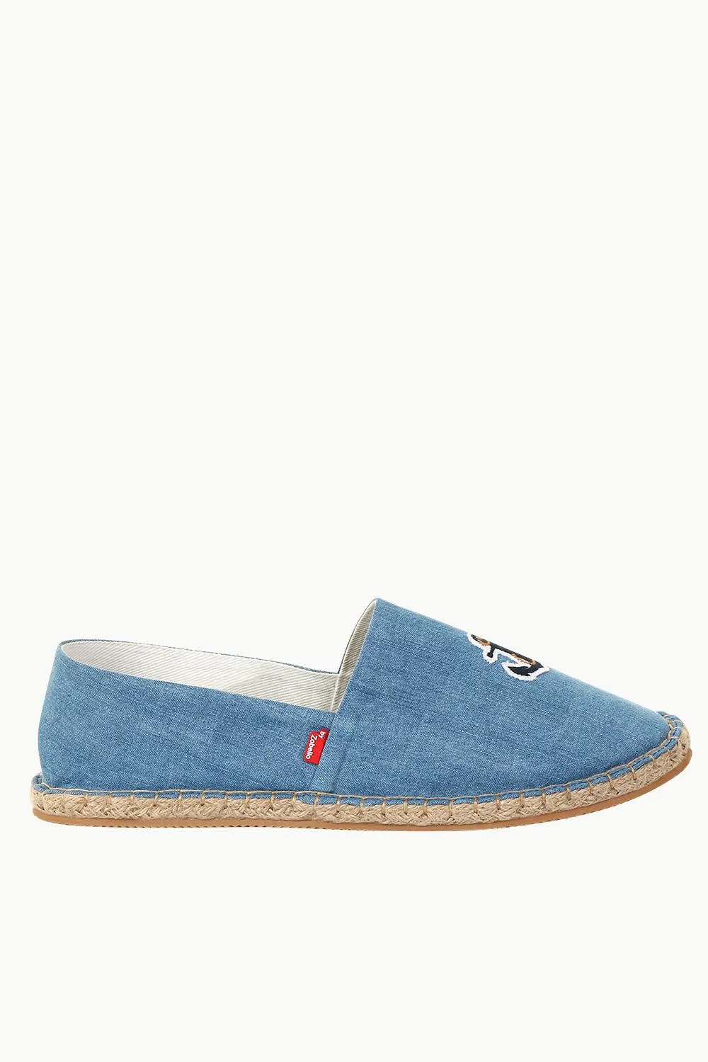 Indigo Denim Anchor Embroidered Espadrilles