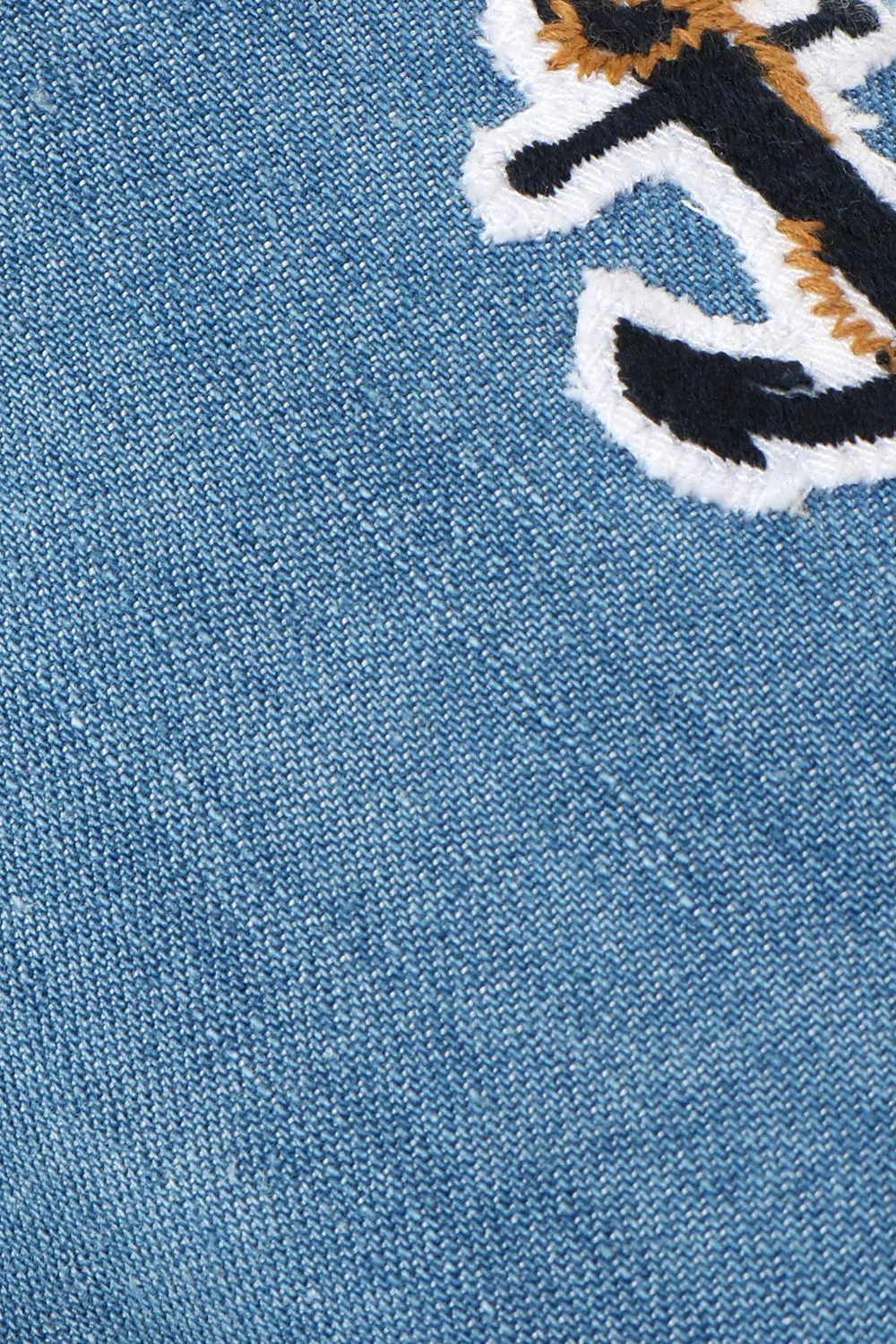 Indigo Denim Anchor Embroidered Espadrilles