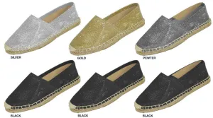 ladies metallic mesh espadrilles with jute bottom Case of 36