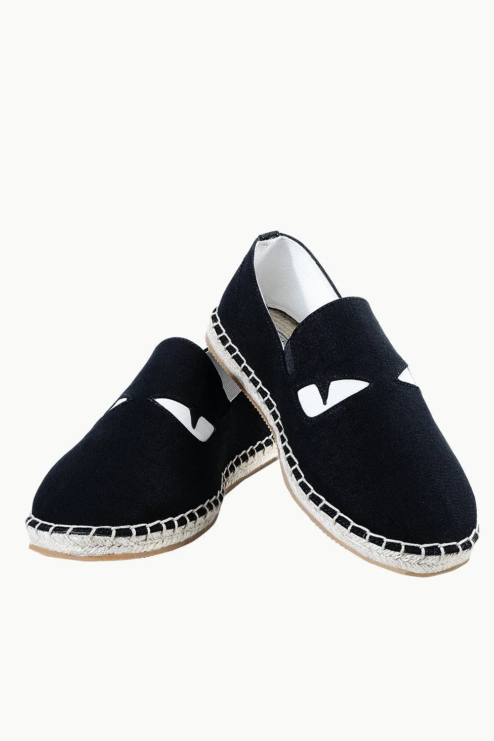 Mens Black Eye Patched Espadrilles
