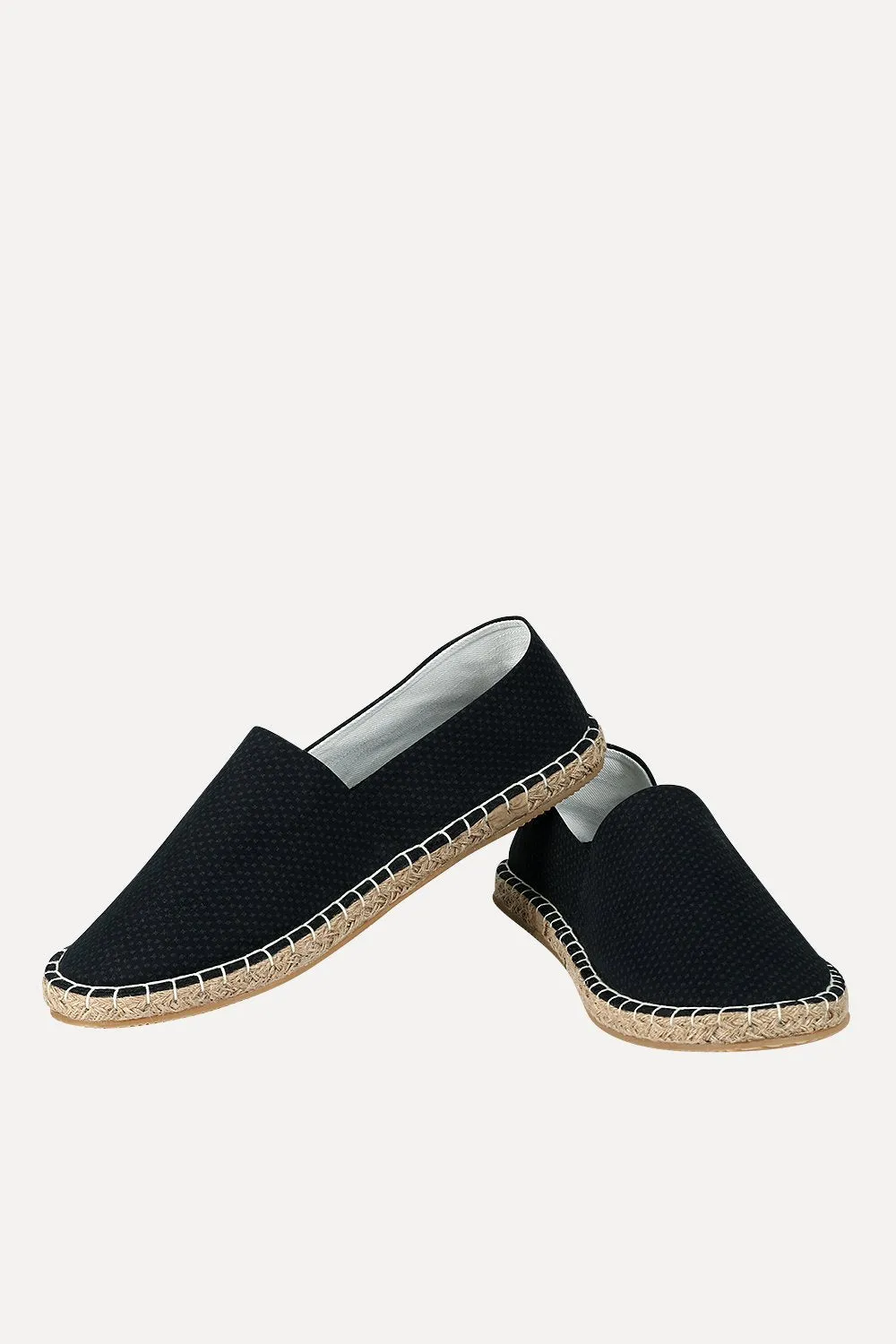 Men's Printed Black Canvas Espadrilles
