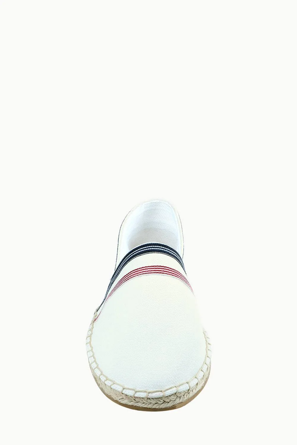 Men's White Stripe Canvas Espadrilles