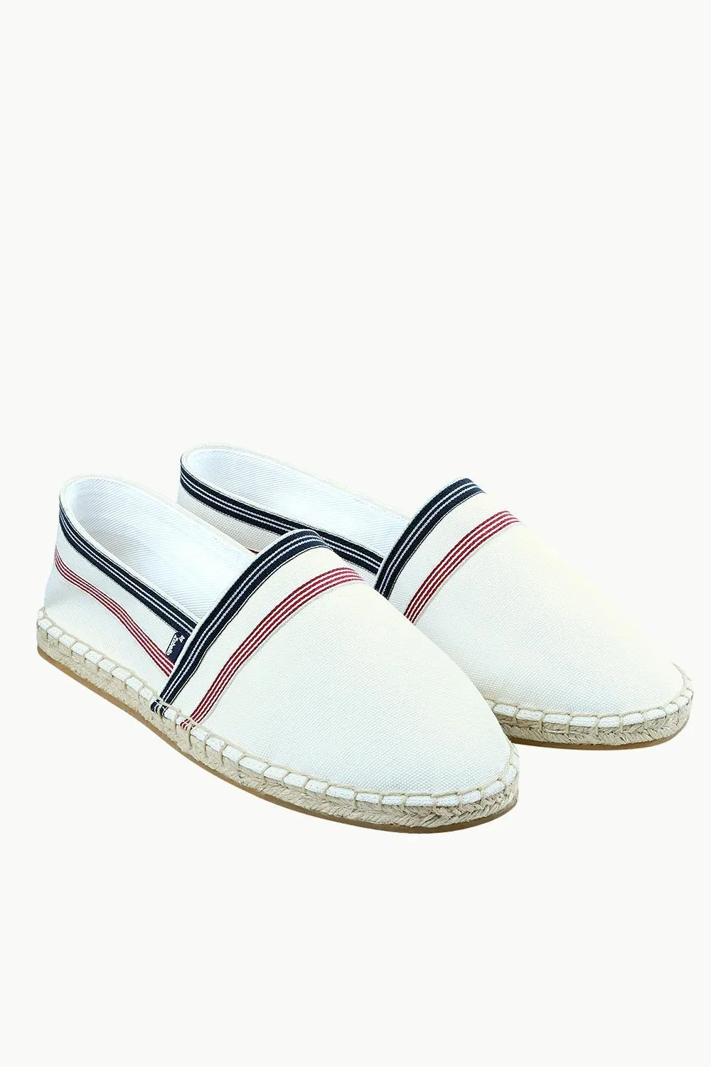 Men's White Stripe Canvas Espadrilles