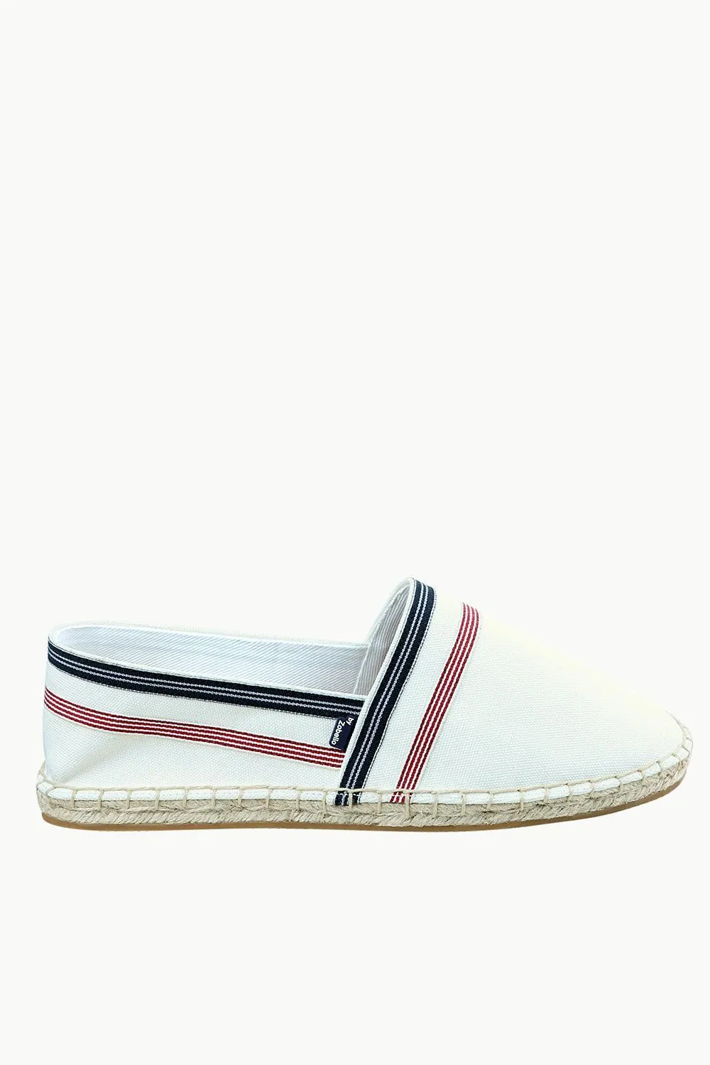 Men's White Stripe Canvas Espadrilles
