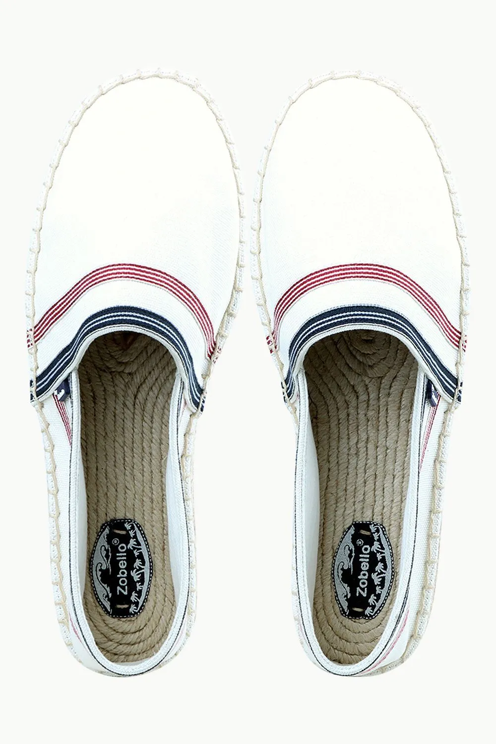 Men's White Stripe Canvas Espadrilles