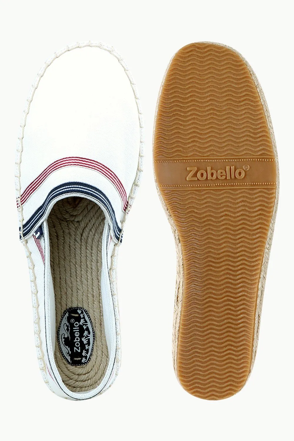 Men's White Stripe Canvas Espadrilles