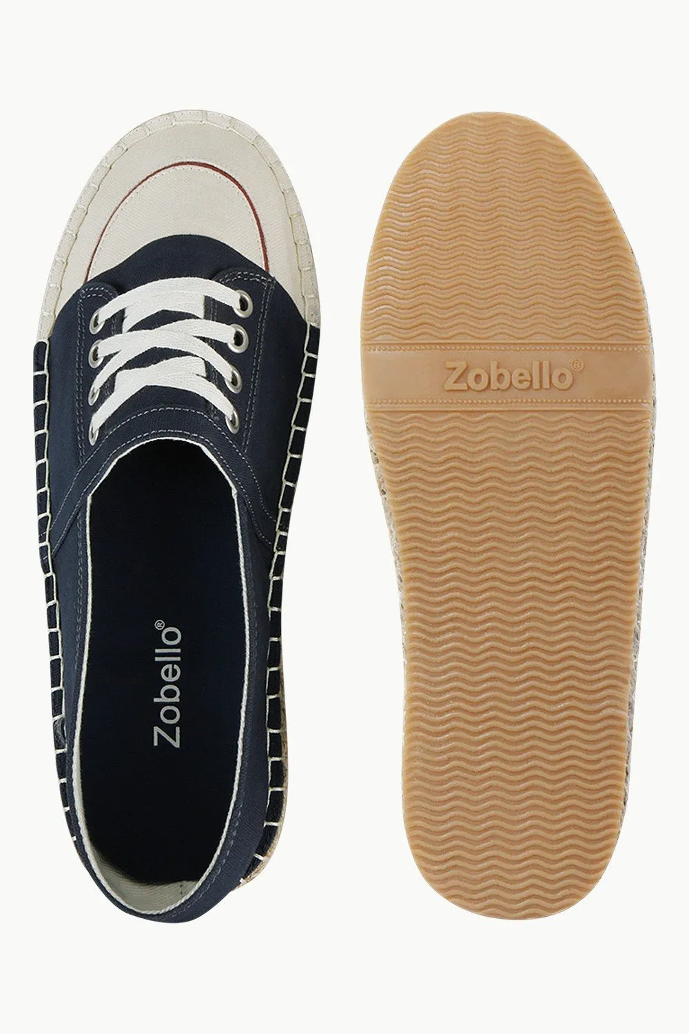 Mock Lace Up Navy Espadrilles
