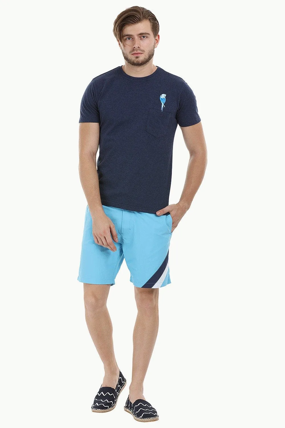 Navy Parrot Embroidered T-Shirt
