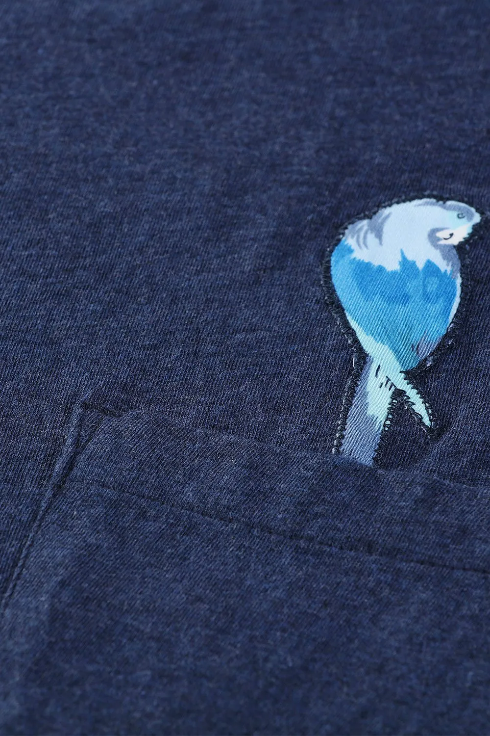 Navy Parrot Embroidered T-Shirt
