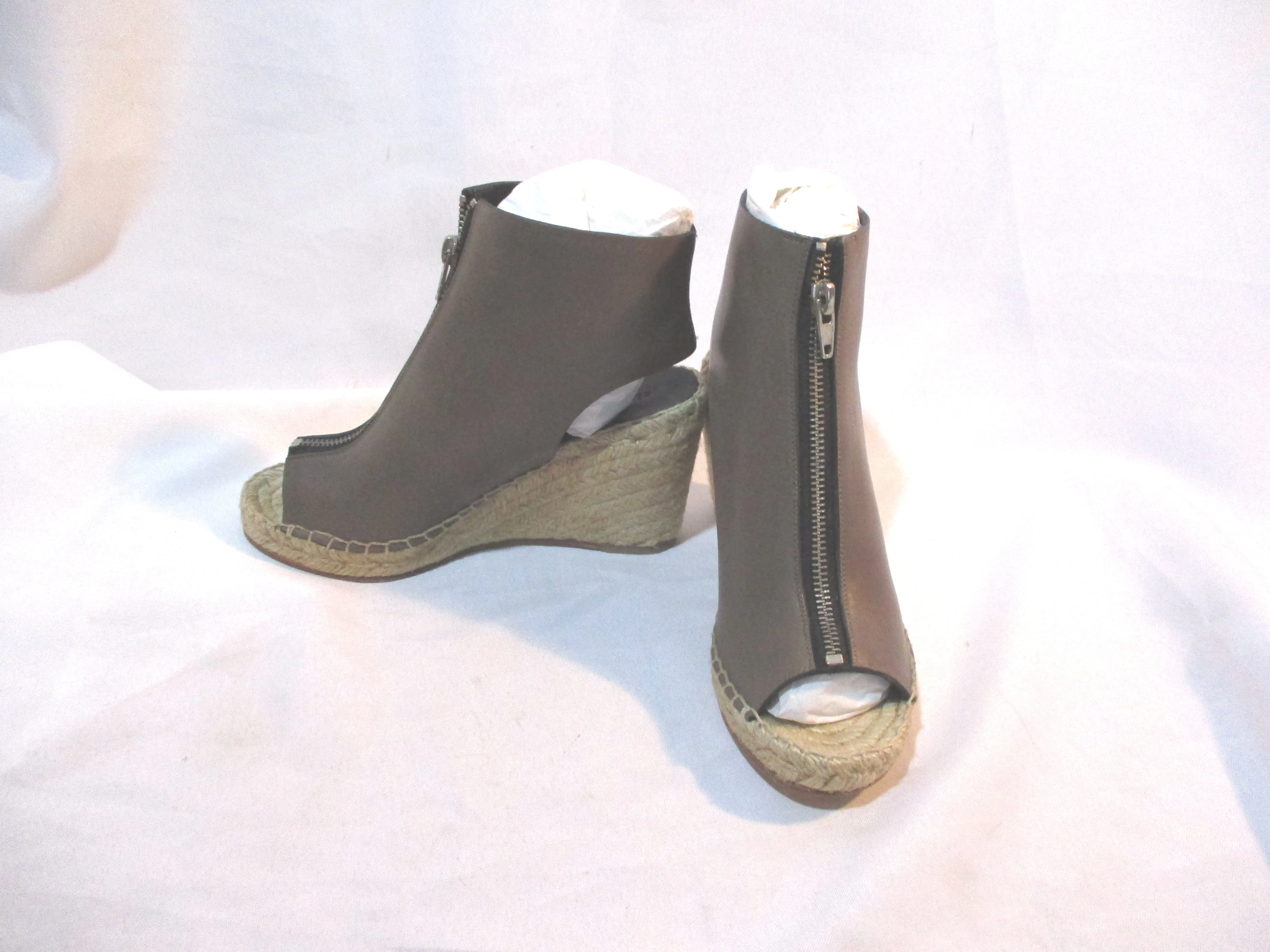 NEW CELINE PARIS WEDGE SATTLE BOOTIE SANDAL ESPADRILLE 36 TAUPE BROWN