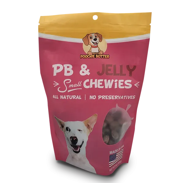 Poochie Butter PB And Jelly Chewies 8-Oz, Dog Treat