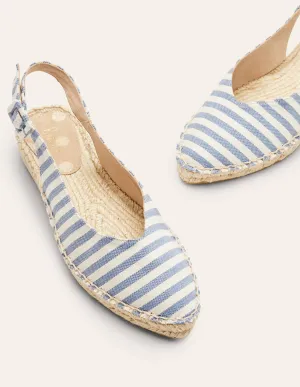 Slingback Espadrille Sandals-Moroccan Blue Stripe
