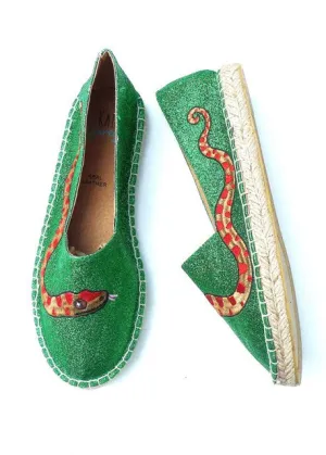 Snake Green Glitter Espadrilles