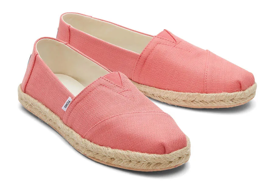 Toms Alpargata Rope Espadrille Peach Textured Woven