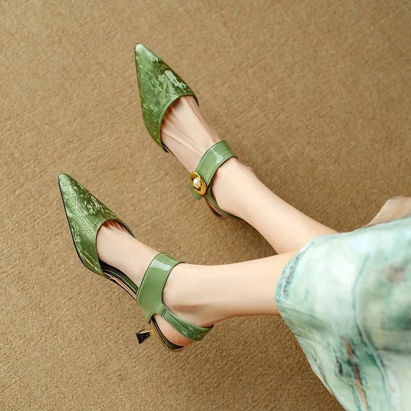 TSS72 Leather Thin High Heels - Women's Casual Shoes