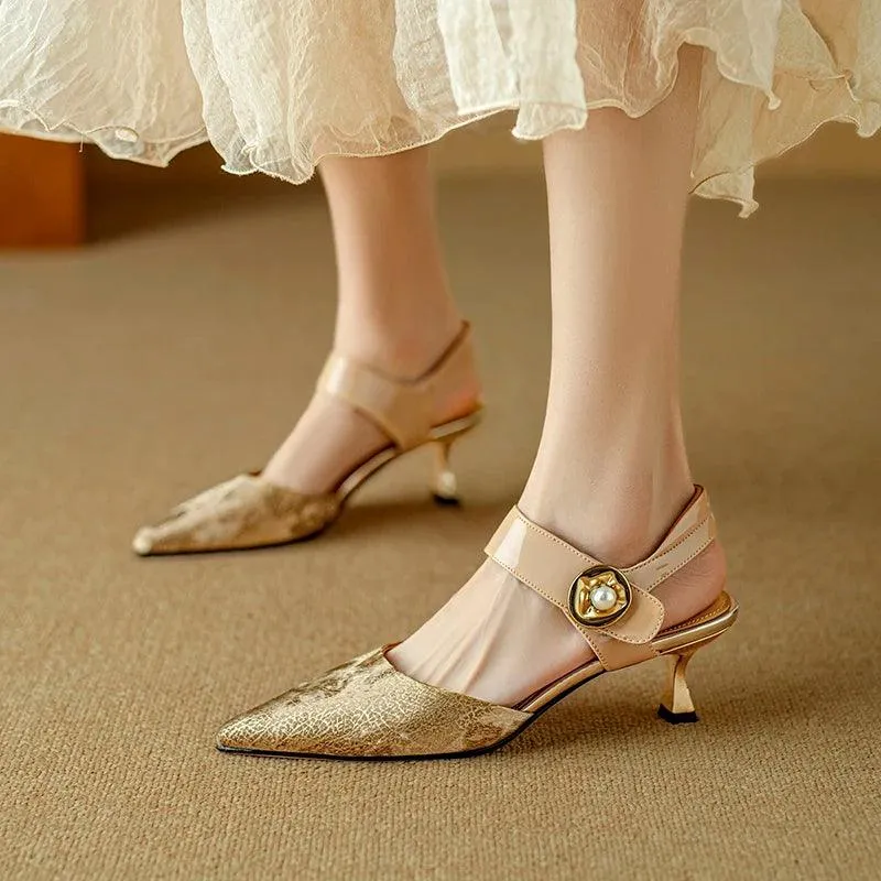 TSS72 Leather Thin High Heels - Women's Casual Shoes