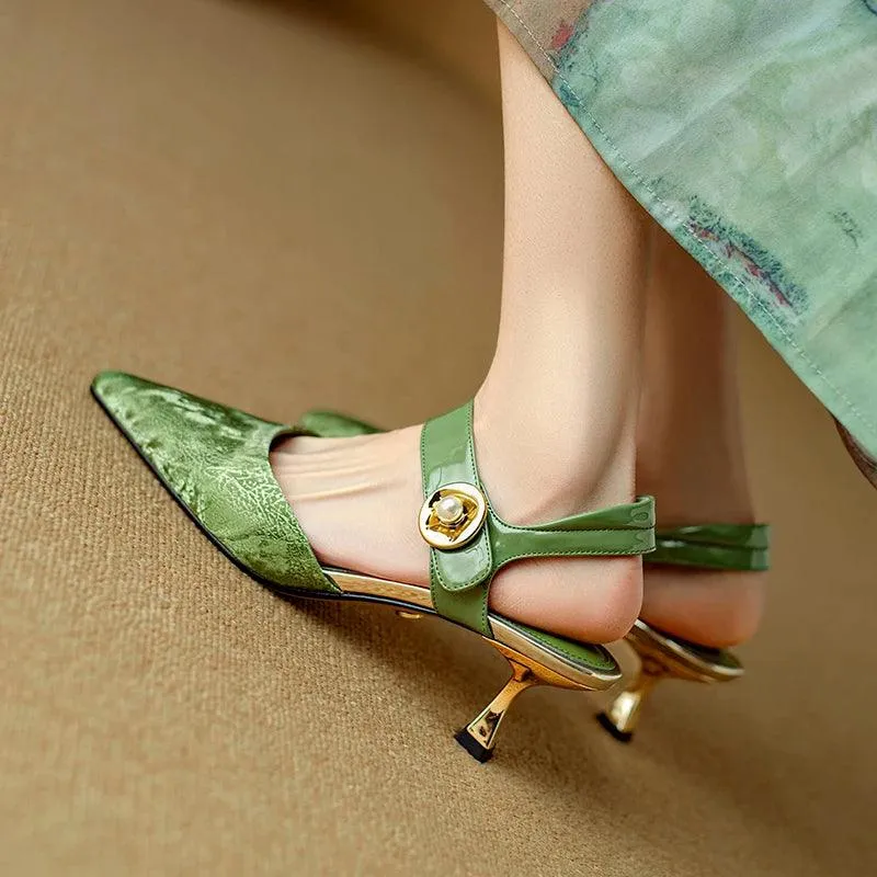 TSS72 Leather Thin High Heels - Women's Casual Shoes