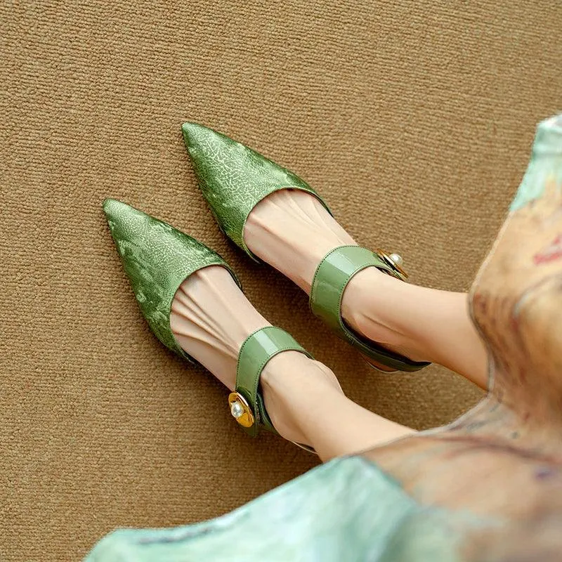 TSS72 Leather Thin High Heels - Women's Casual Shoes