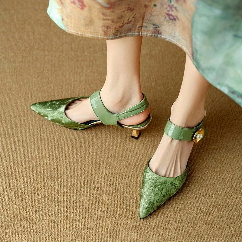 TSS72 Leather Thin High Heels - Women's Casual Shoes