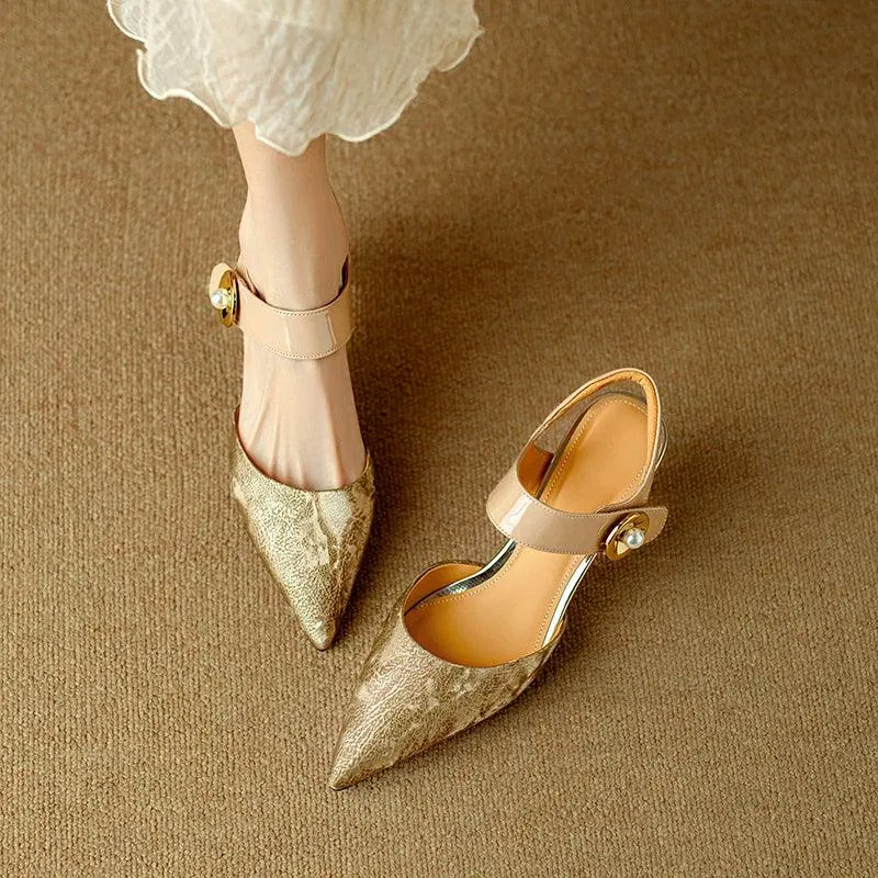TSS72 Leather Thin High Heels - Women's Casual Shoes