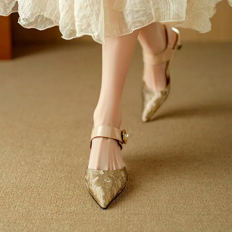 TSS72 Leather Thin High Heels - Women's Casual Shoes