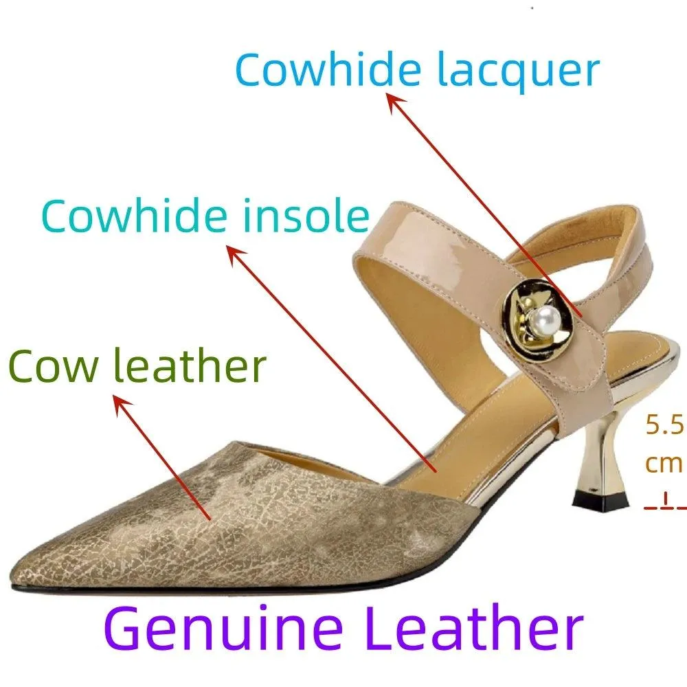 TSS72 Leather Thin High Heels - Women's Casual Shoes