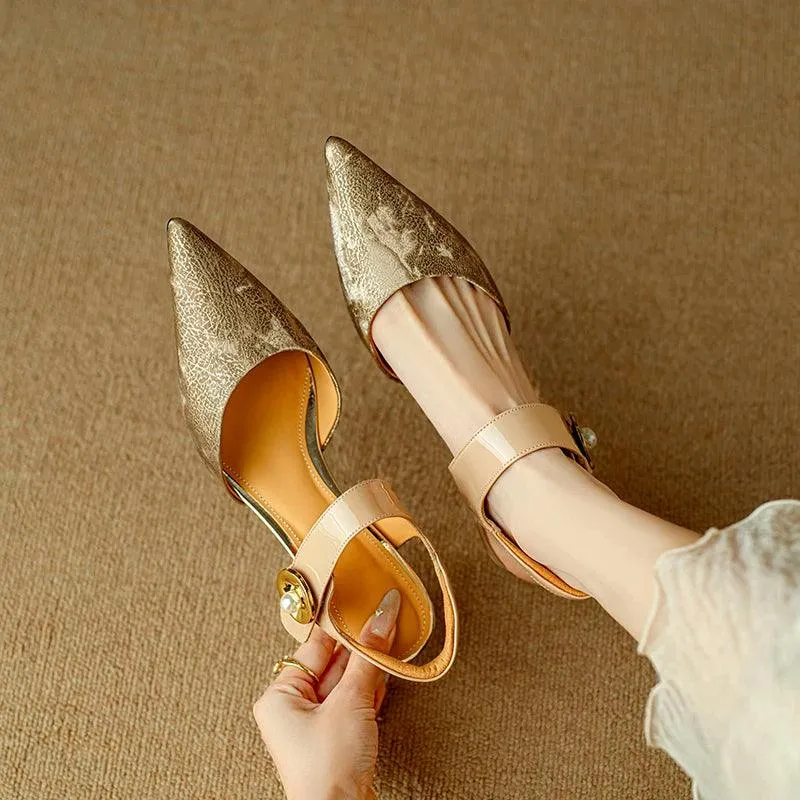 TSS72 Leather Thin High Heels - Women's Casual Shoes