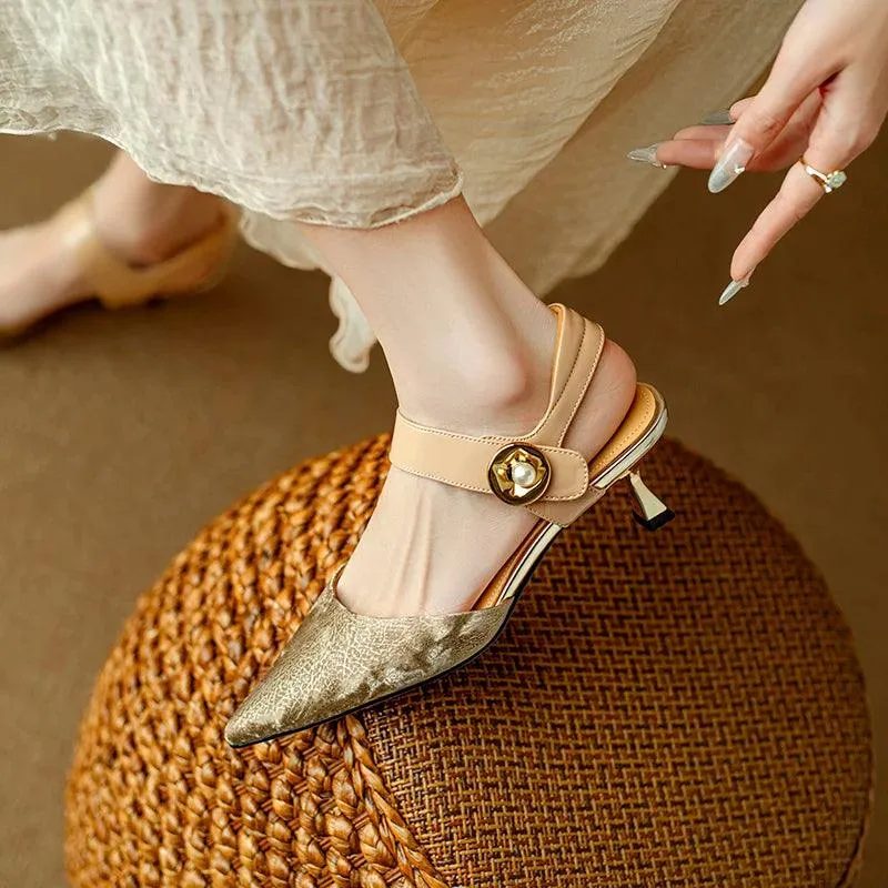 TSS72 Leather Thin High Heels - Women's Casual Shoes