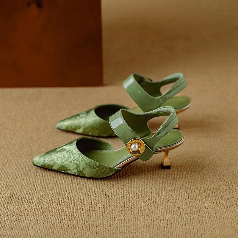 TSS72 Leather Thin High Heels - Women's Casual Shoes