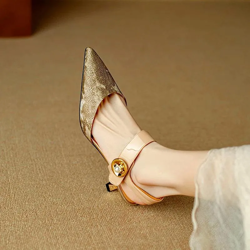 TSS72 Leather Thin High Heels - Women's Casual Shoes
