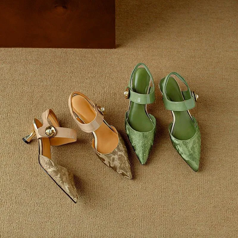 TSS72 Leather Thin High Heels - Women's Casual Shoes