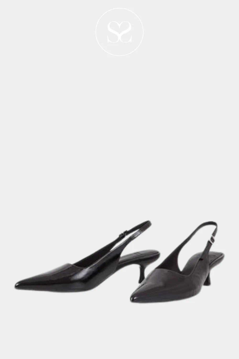 VAGABOND LYKKE 301 BLACK LEATHER SLINGBACK POINTED TOE SHOES