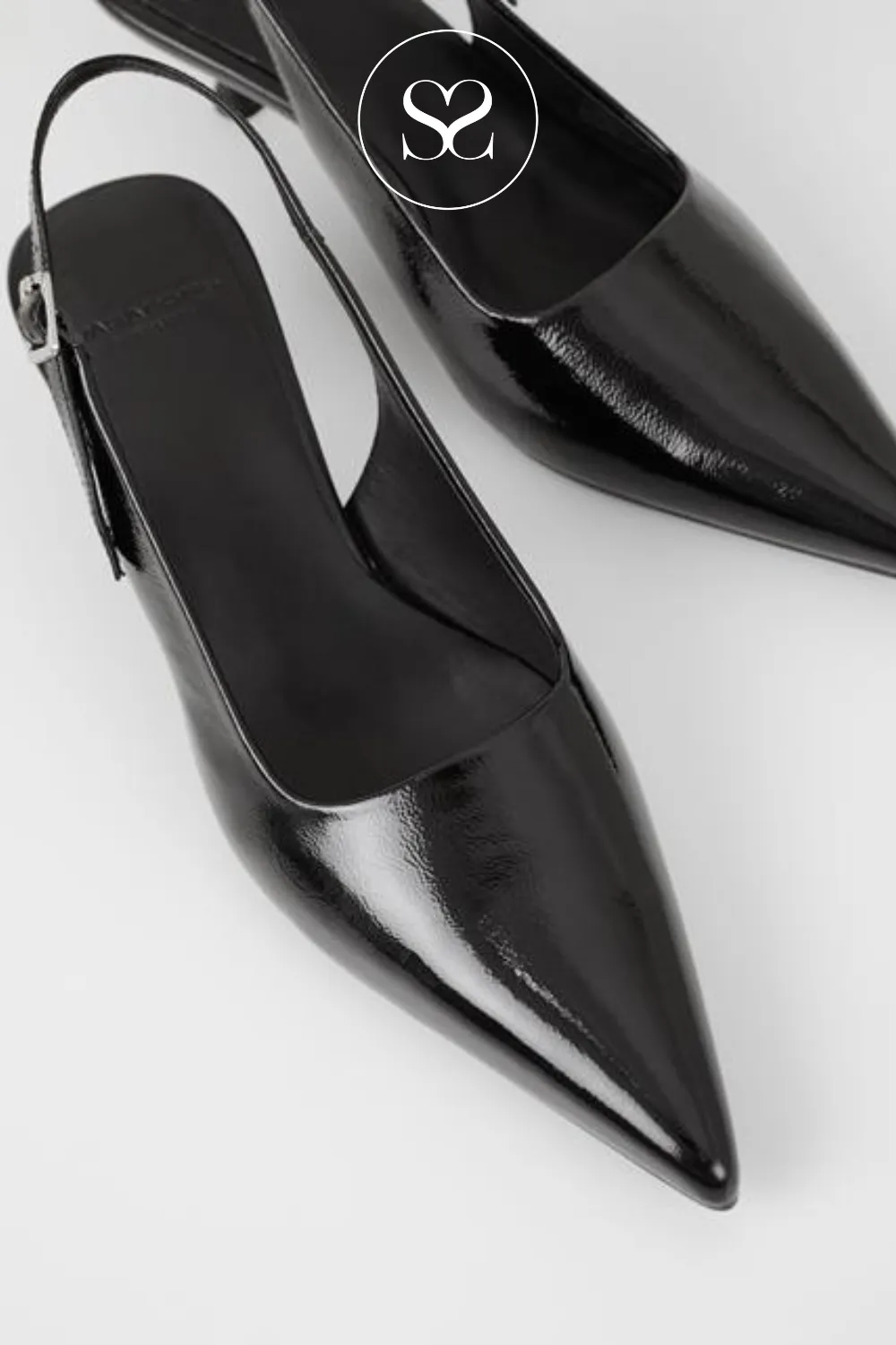 VAGABOND LYKKE 301 BLACK LEATHER SLINGBACK POINTED TOE SHOES