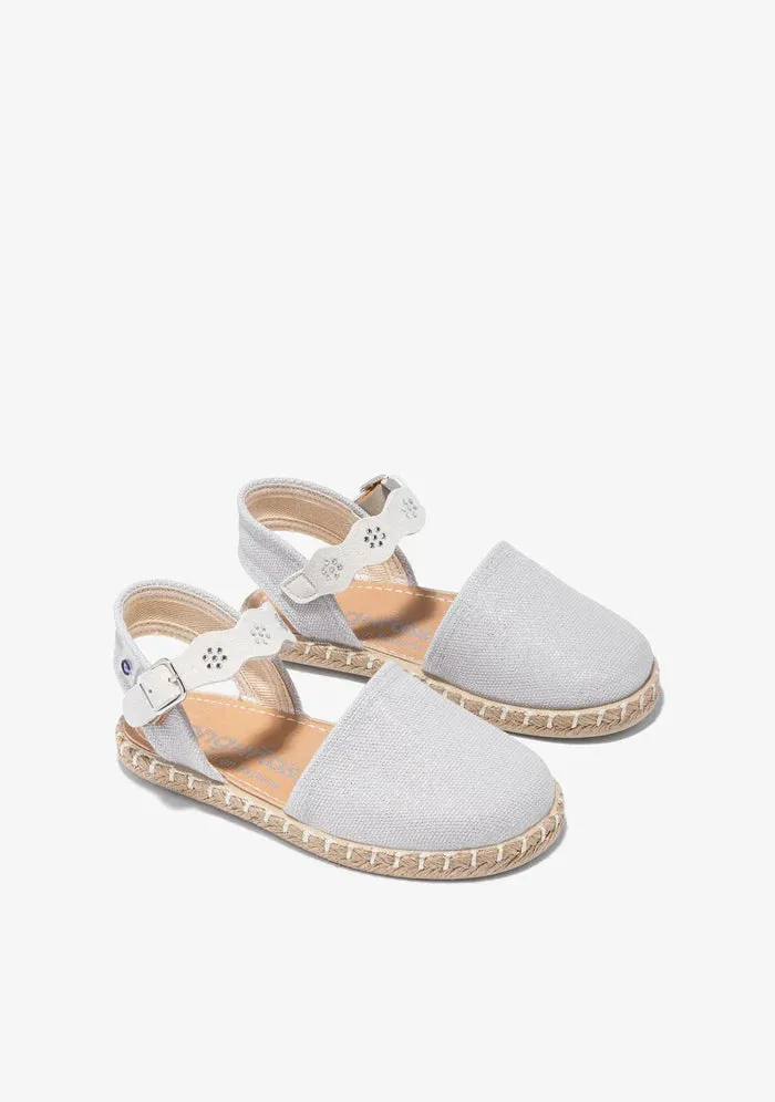White metallic alpargatas with scalloped strap